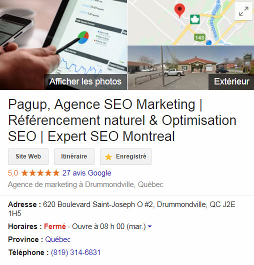 Google mon entreprise, Pagup, Agence SEO